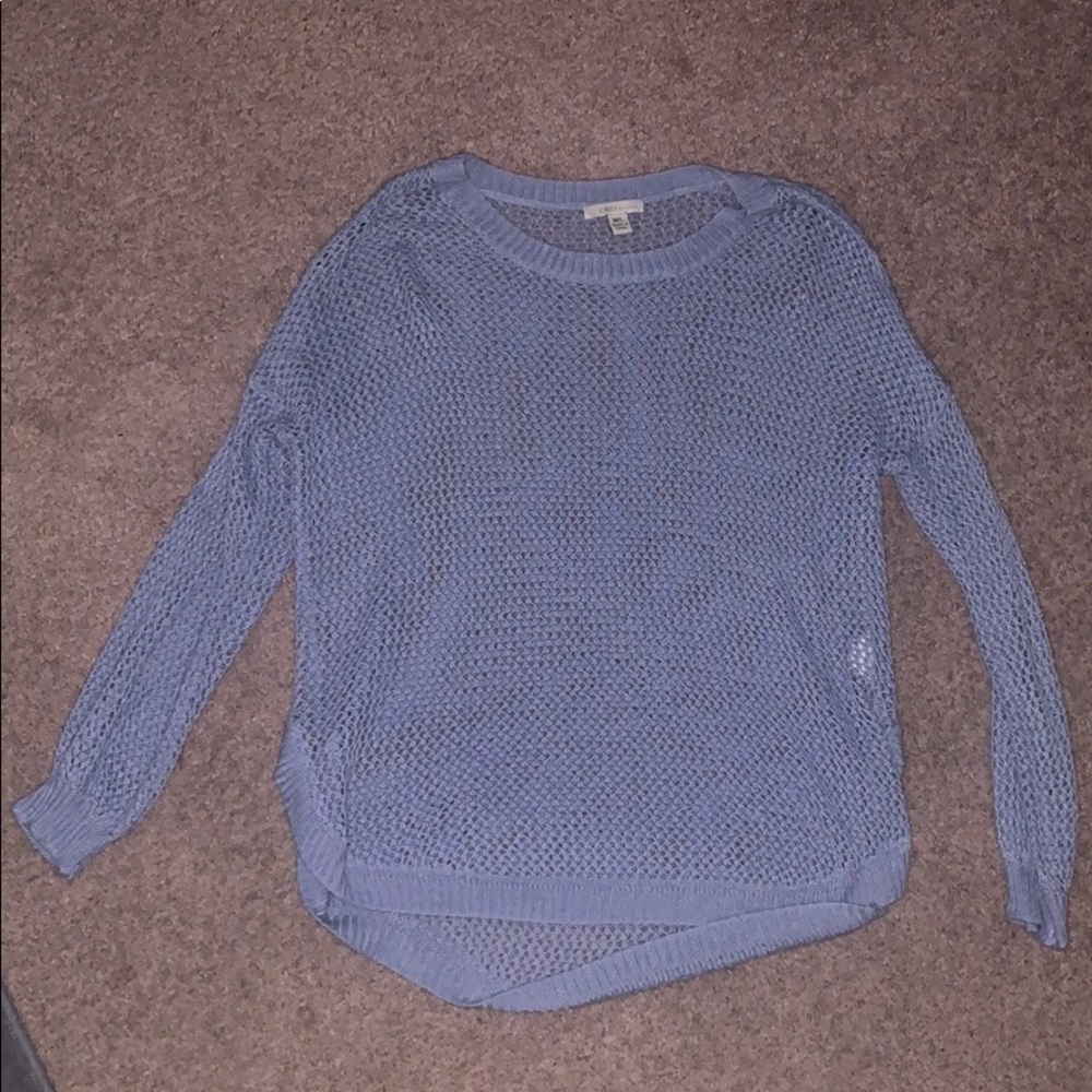 Periwinkle open knit crochet top